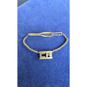 Vintage Swank Gold Tone Tie Chain Mens CA Monogram Paperclip Style Jewelry